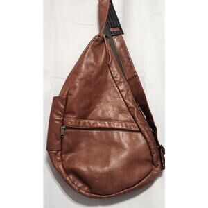 Ameribag 19” Healthy Back Bag Leather Sling Backpack Brown